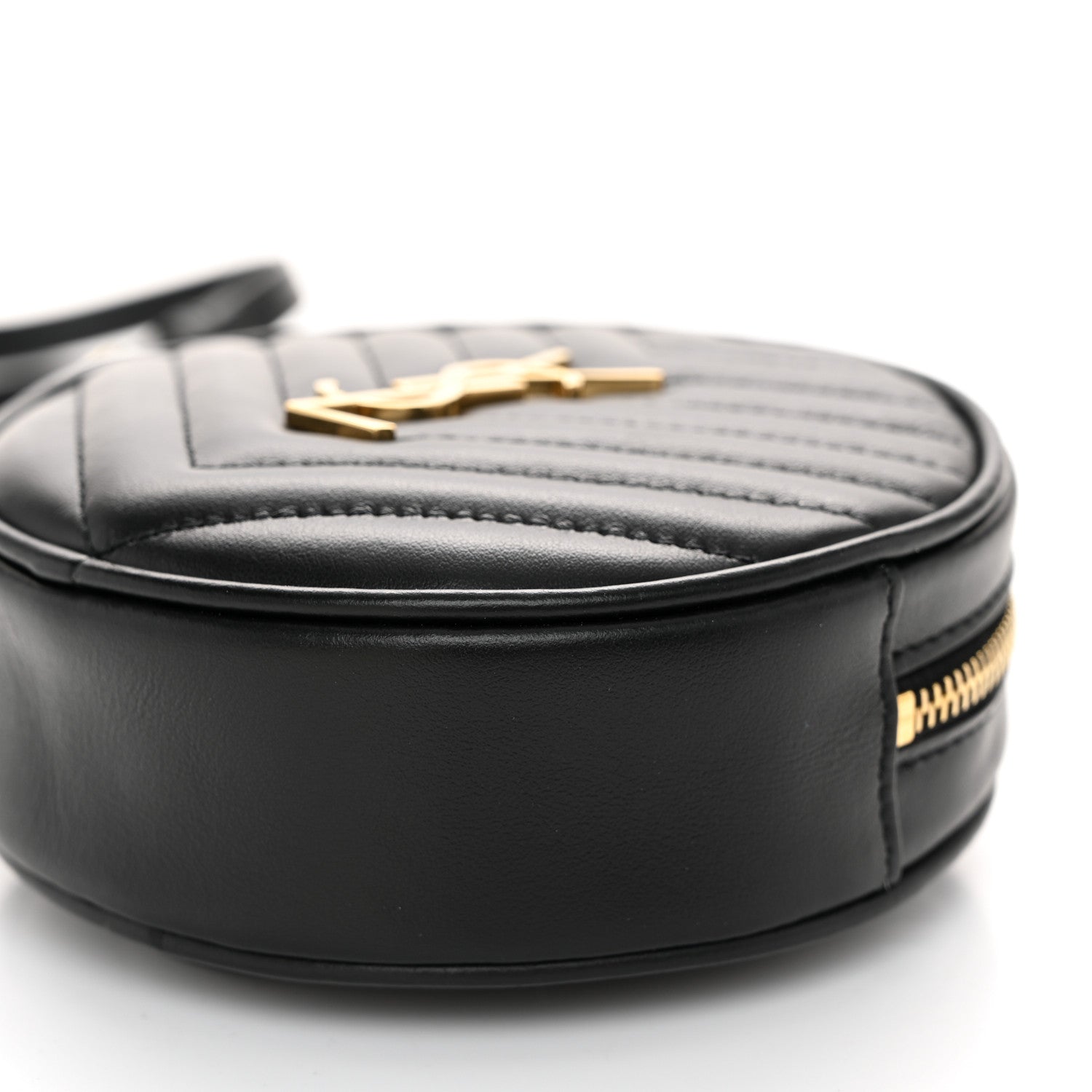 Saint Laurent Calfskin Matelasse Chevron Quilted Baby Round Vinyle Belt Bag Black 10 of 10