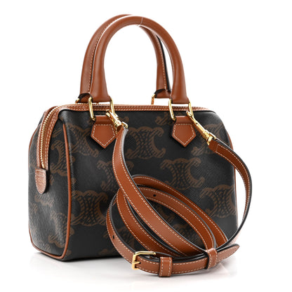 Celine Triomphe Canvas XL Calfskin Small Boston Bag Tan 3 of 9