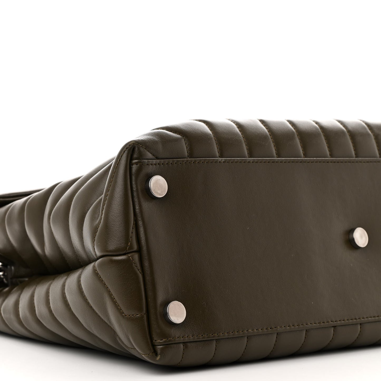 Calfskin Y Quilted Monogram Large Loulou Chain Satchel Kaki Fonce