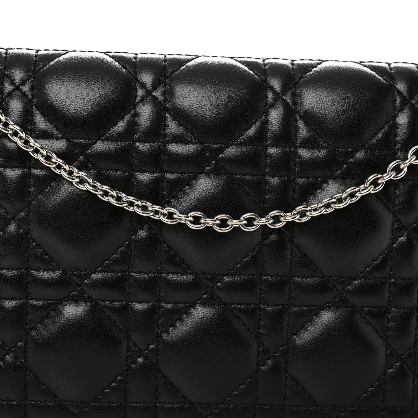 Lambskin Cannage Lady Dior Convertible Clutch Black