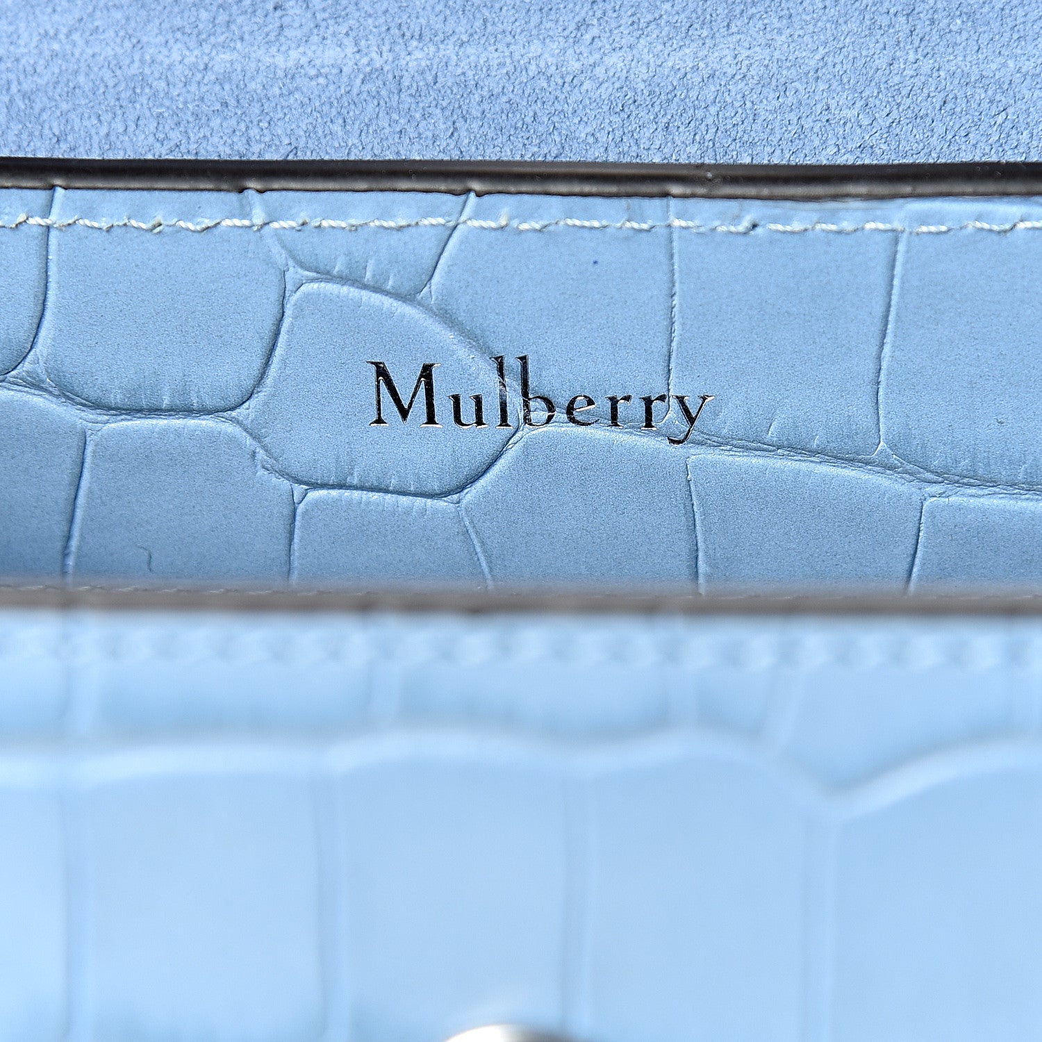 Mulberry Shiny Croc Calfskin Embossed Micro Seaton Pale Slate 5 of 9