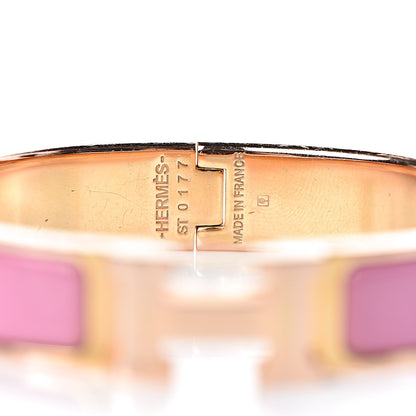 Hermes Enamel Narrow Clic Clac H Bracelet PM Rose Flamingo 4 of 5