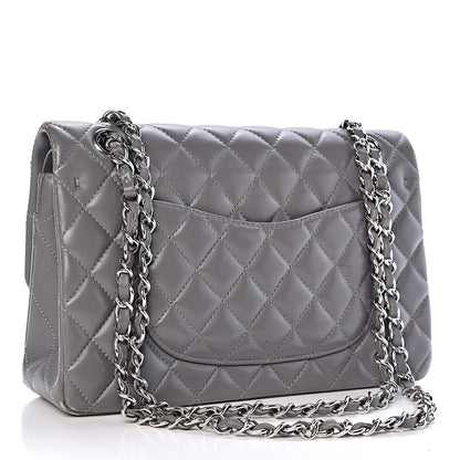 Chanel Lambskin Quilted Medium Double Flap Grey 3 of 21