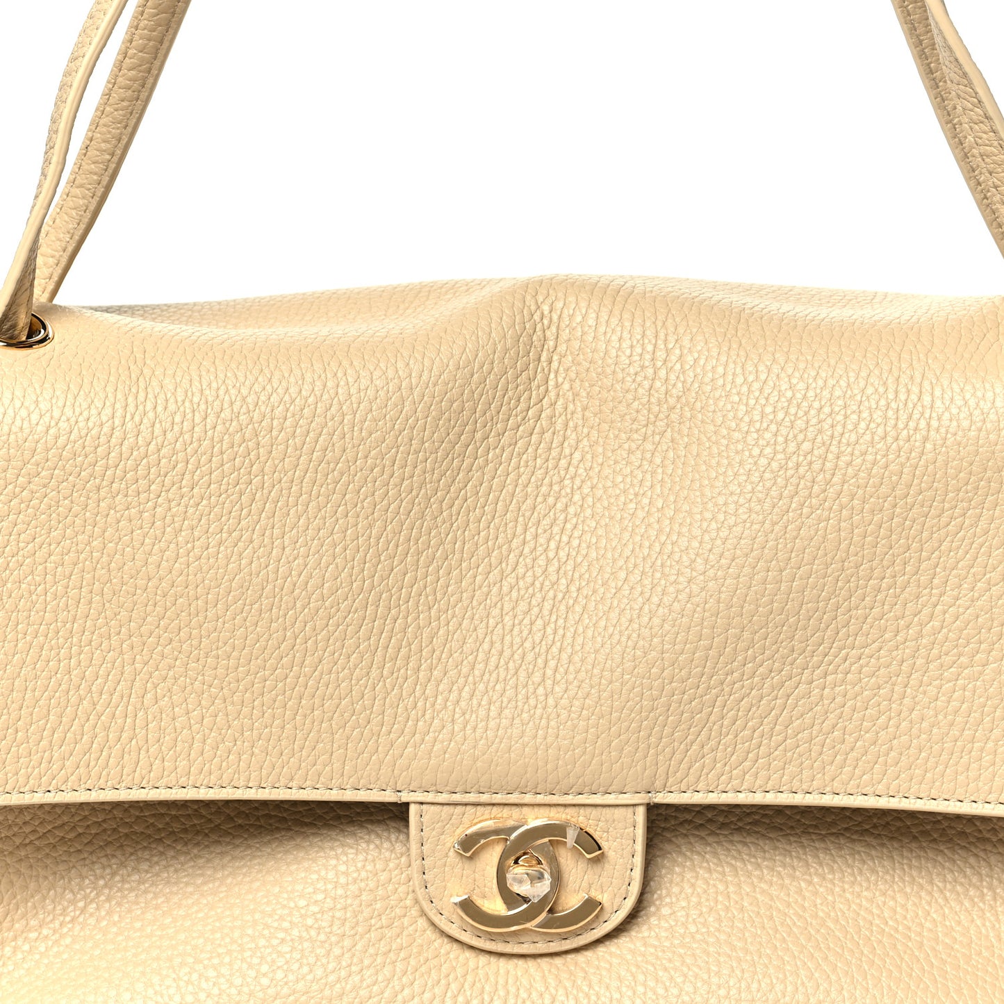 Grained Calfskin Small Souplissimo Maxi Flap Beige