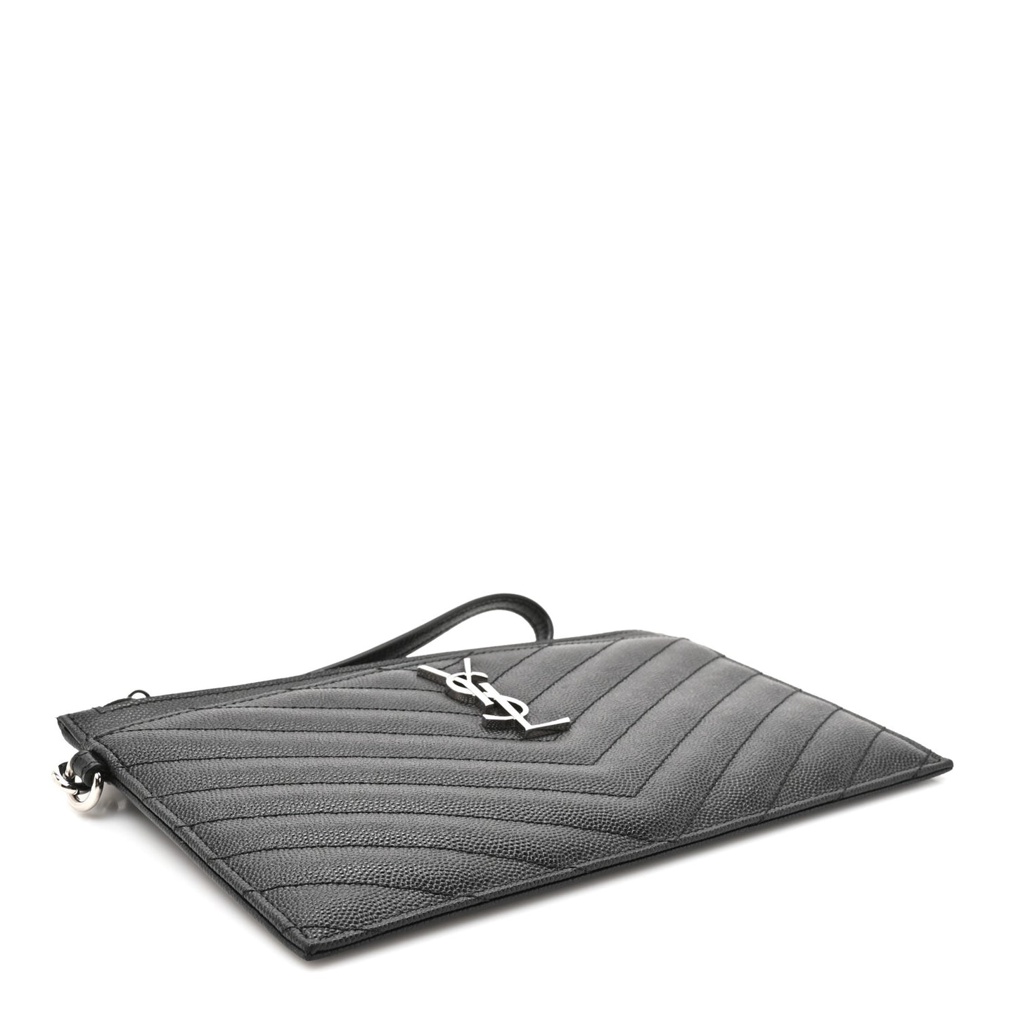 Grain De Poudre Chevron Monogram Large Bill Pouch Black