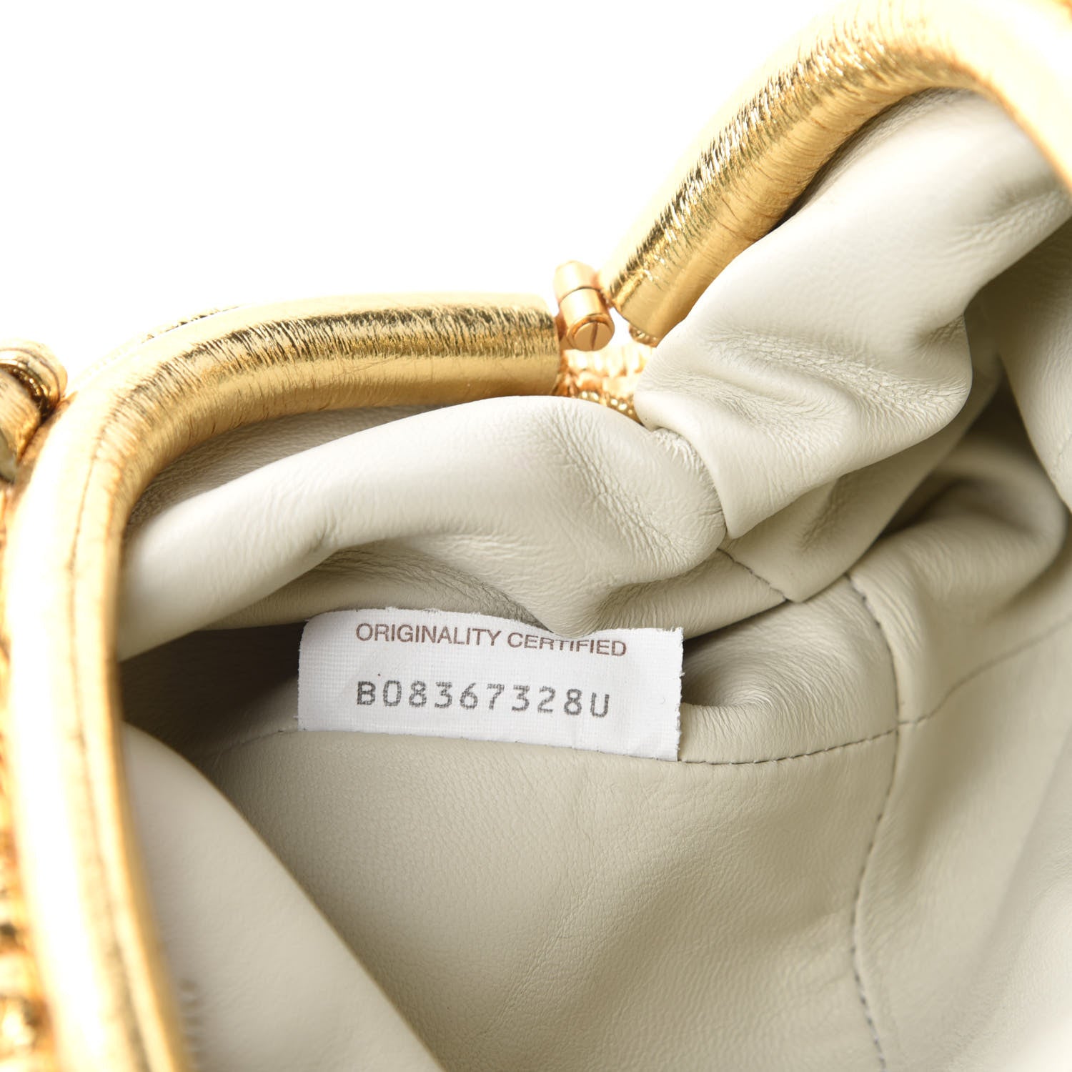 Bottega Veneta Metallic Crinkled Lambskin The Mini Pouch Oro 10 of 12