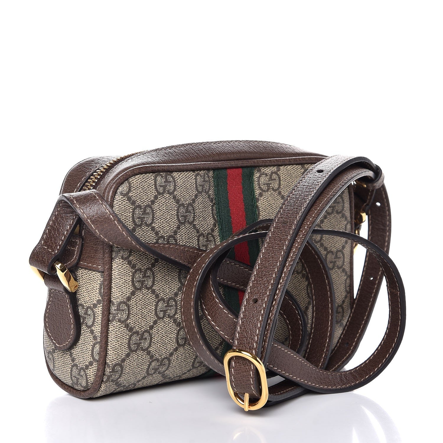 Gucci GG Supreme Monogram Web Mini Ophidia Shoulder Bag Brown 3 of 8