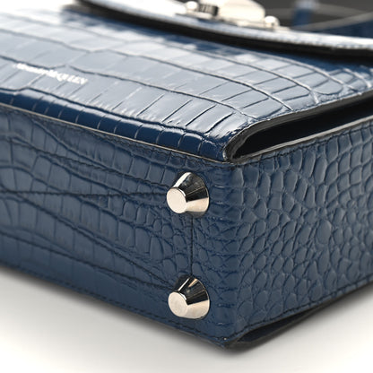Alexander McQueen Calfskin Crocodile Embossed Box Shoulder Bag 21 Blue 12 of 12