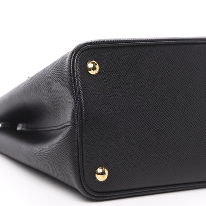 Prada Saffiano Cuir Small Double Bag Black Fuoco 8 of 10