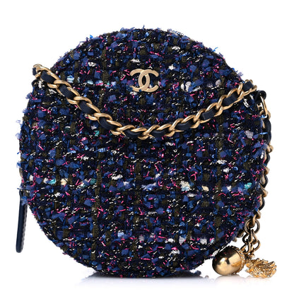 Chanel Tweed Quilted Round Clutch With Chain Multicolor 1 of 8