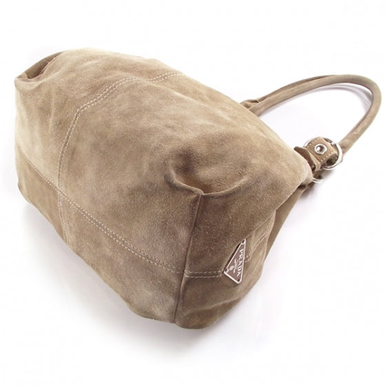 Prada Suede Tote Beige 5 of 11