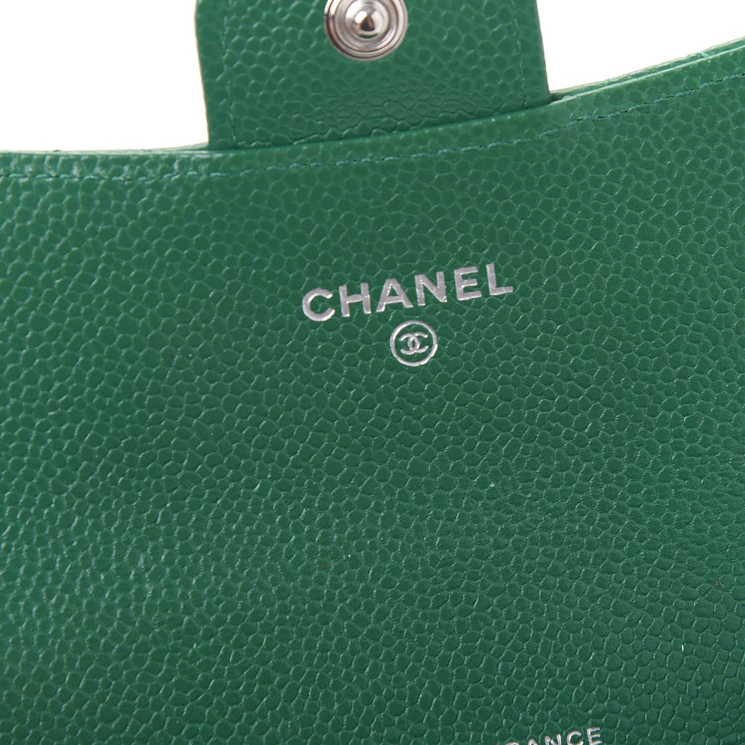 Chanel Metallic Caviar Quilted Card Holder Wallet Green 8 of 12