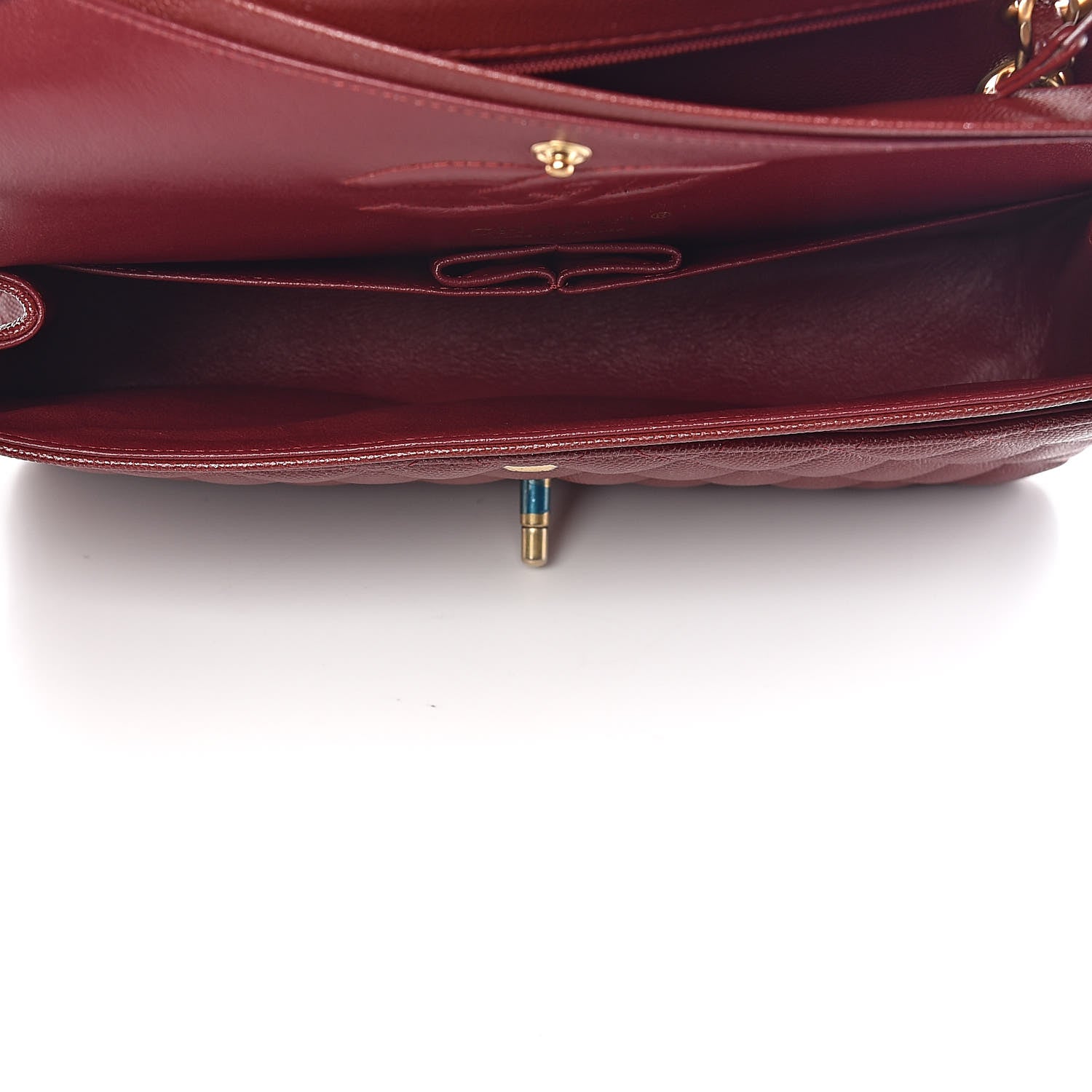 Chanel Iridescent Caviar Quilted Medium Double Flap Burgundy 5 of 9