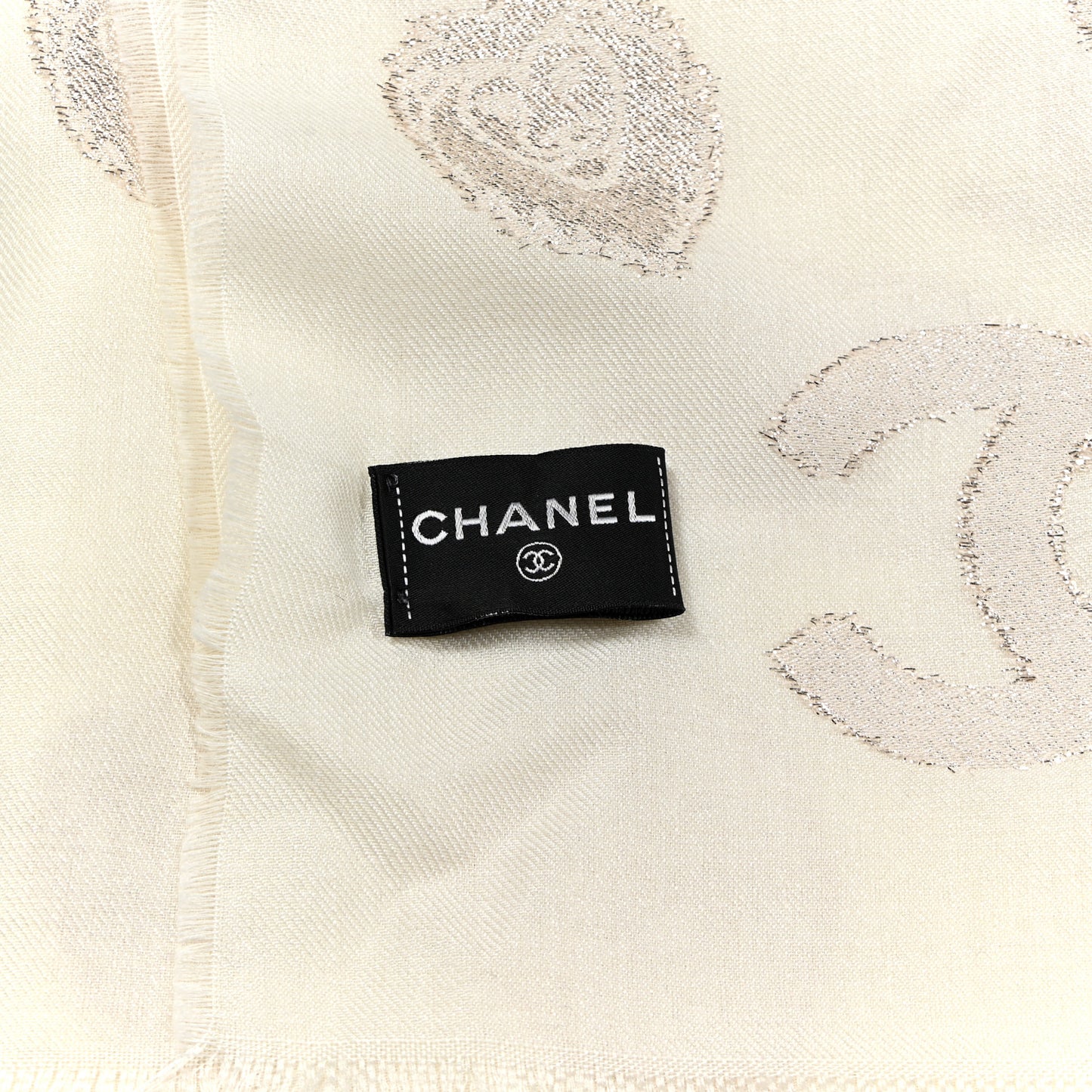 Cashmere Silk Fringe Stole Ecru Golden