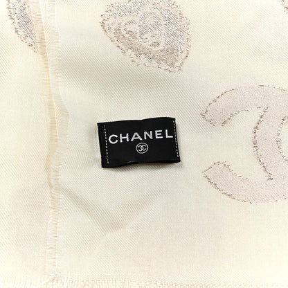 Chanel Cashmere Silk Fringe Stole Ecru Golden 3 of 4