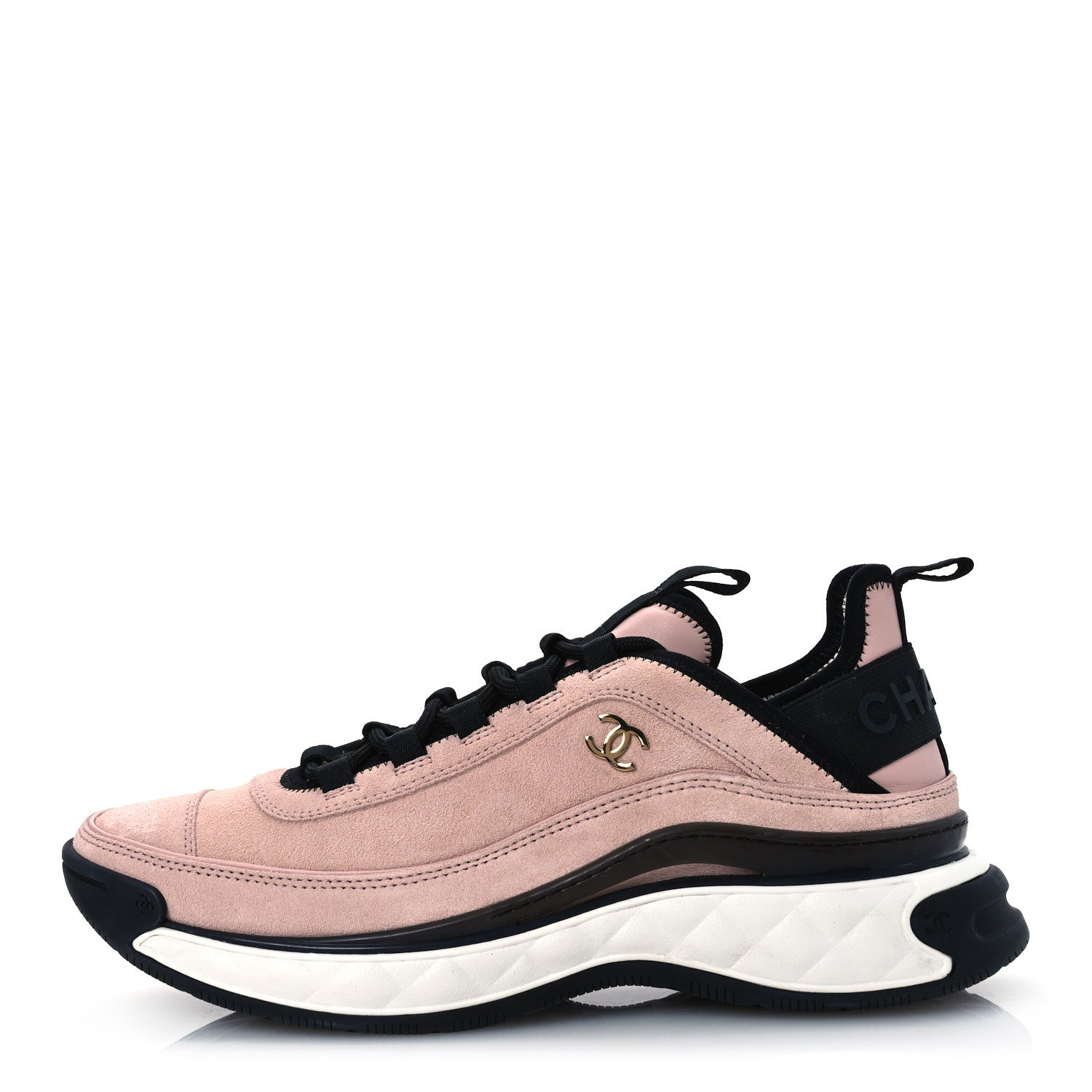 Chanel Suede Calfskin Nylon Grosgrain CC Sneakers 39.5 Light Pink 1 of 13