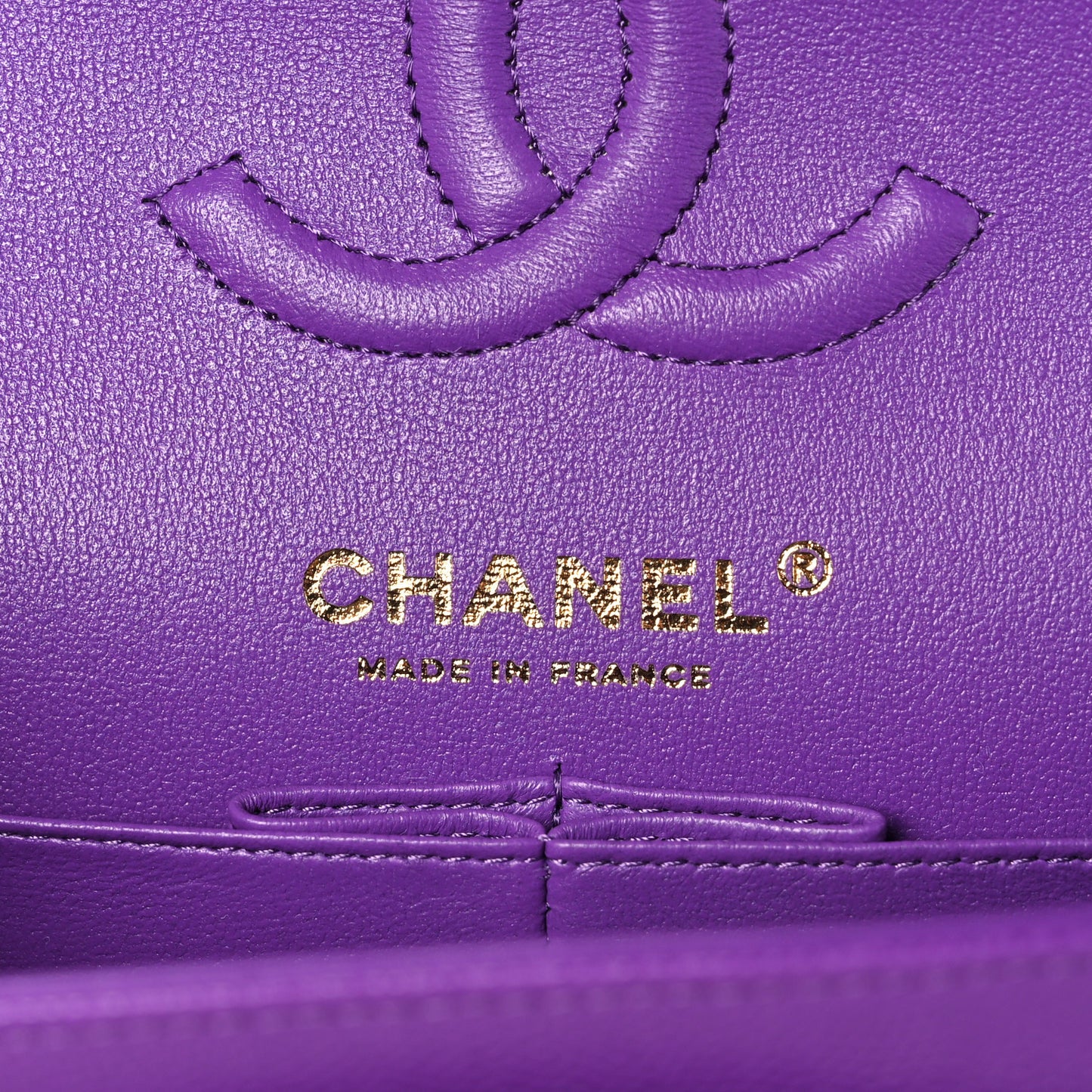 Caviar Quilted Small Double Flap Dark Purple