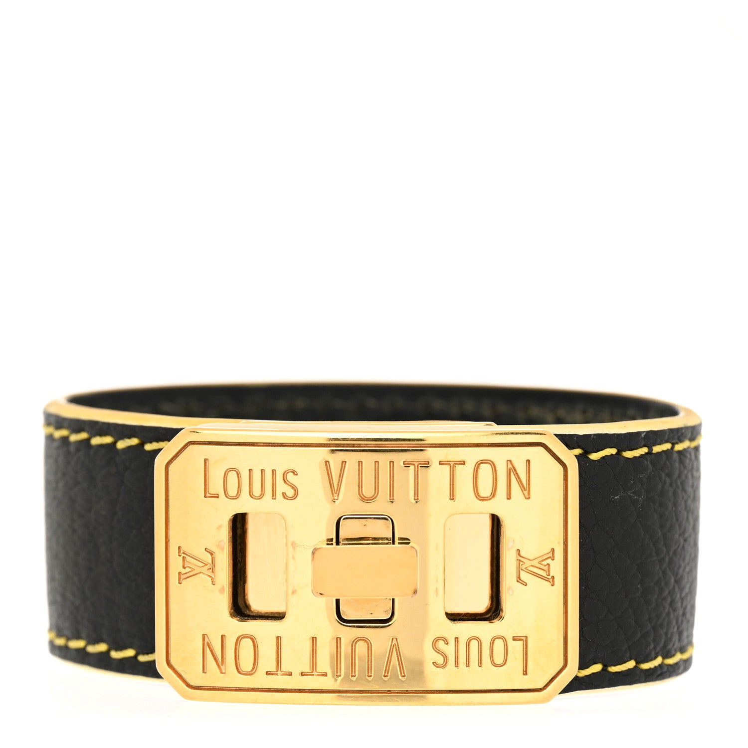 Louis Vuitton Chevre Suhali Turn Lock Bracelet 17 Black 1 of 6