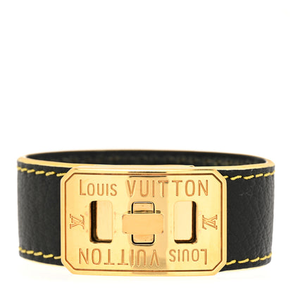 Louis Vuitton Chevre Suhali Turn Lock Bracelet 17 Black 1 of 6