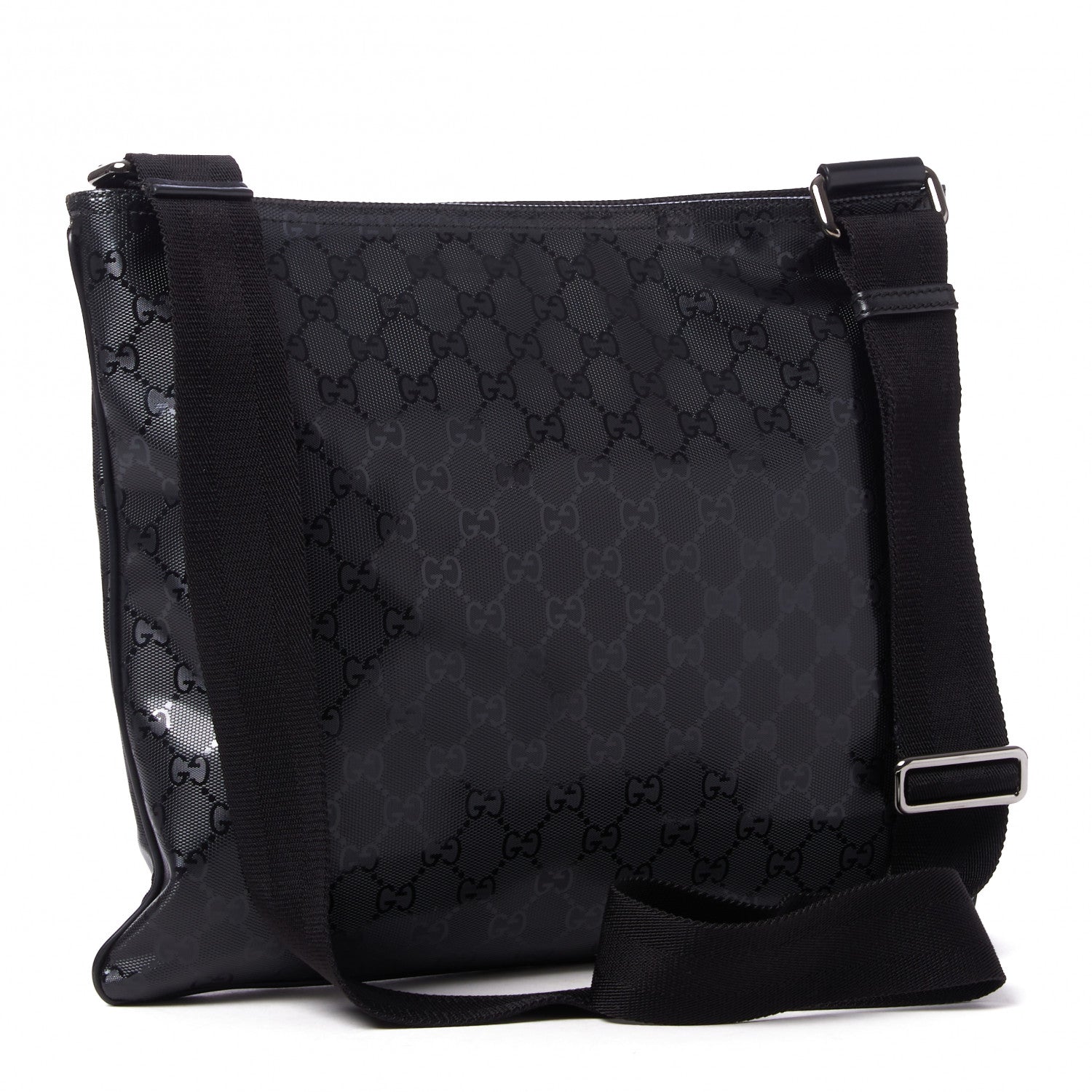 Gucci Imprime Monogram Medium Flat Messenger Bag Black 2 of 8