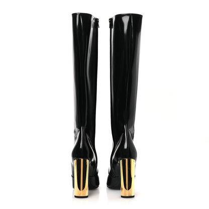 Saint Laurent Glazed Calfskin Auteuil 105mm Zip Boots 38 Black 6 of 13