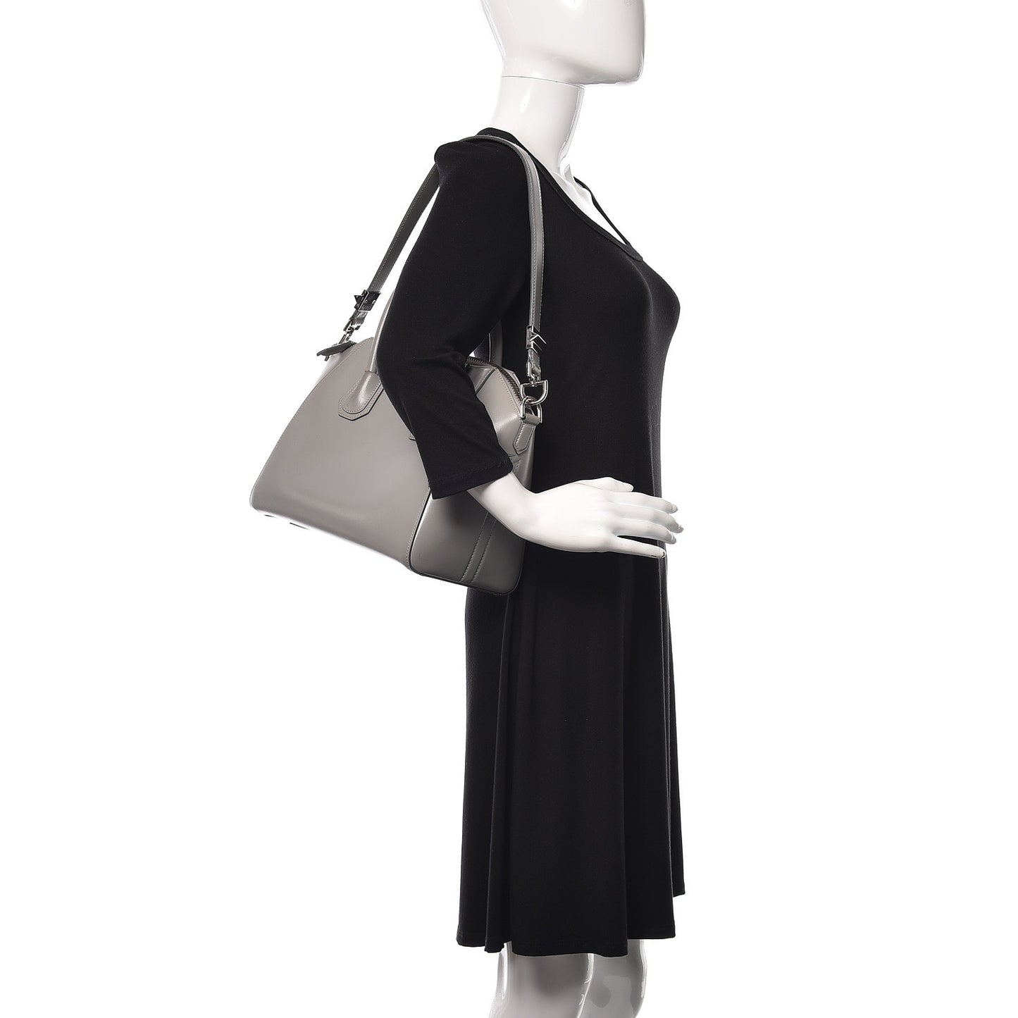 Shiny Lord Calfskin Small Antigona Pearl Grey