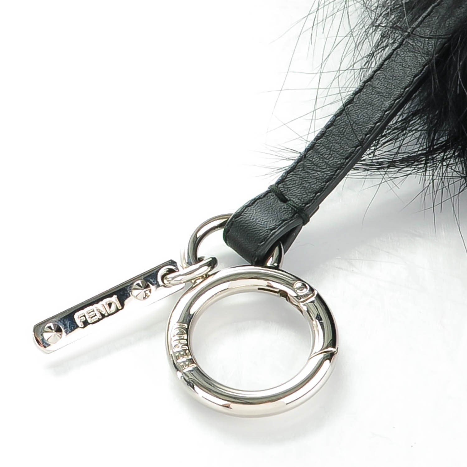 Fendi Fox Fur Shearling Crystal Pinky Punky Monster Bag Bug Charm Black Bubblegum 4 of 5