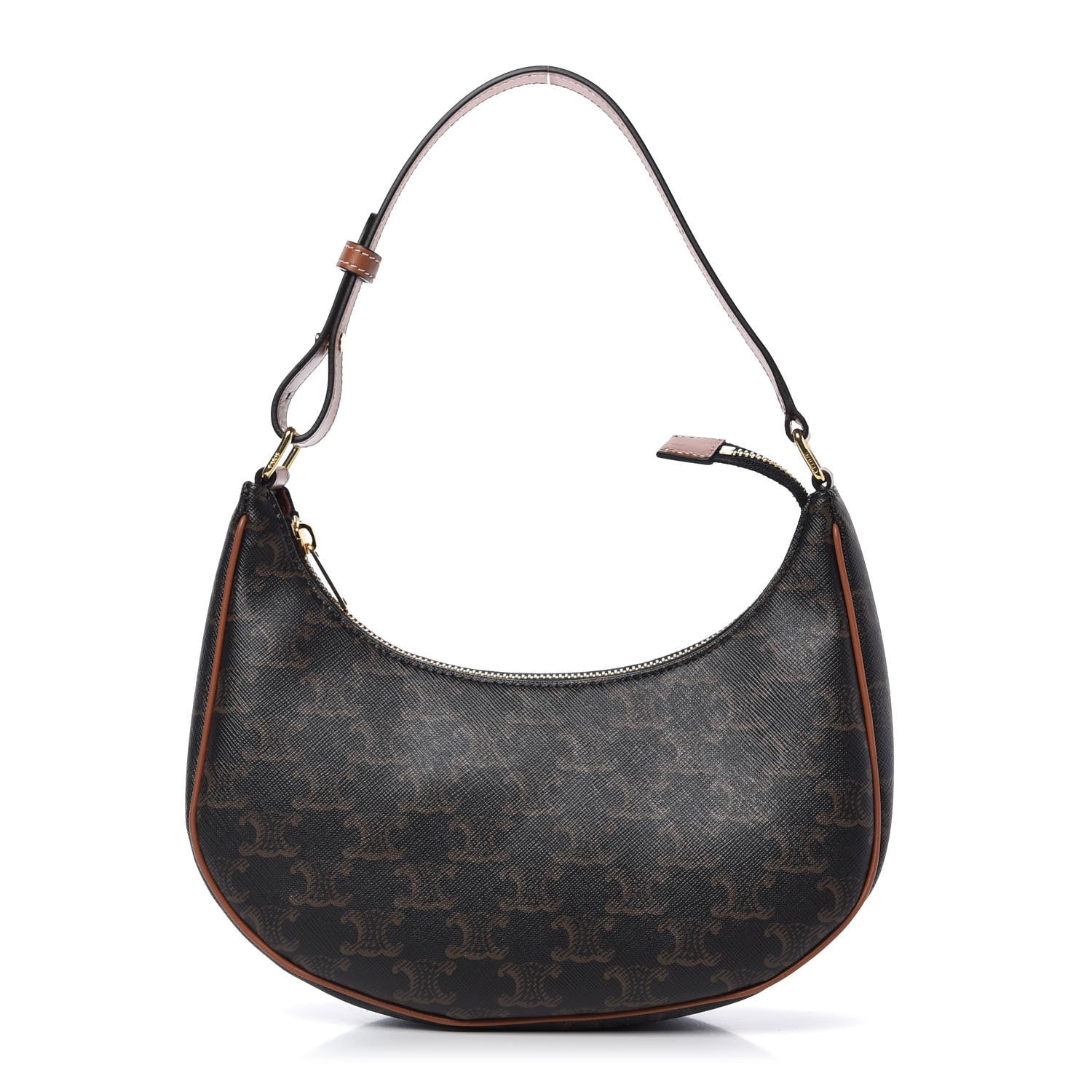Celine Triomphe Canvas Calfskin Ava Shoulder Bag Tan 1 of 9
