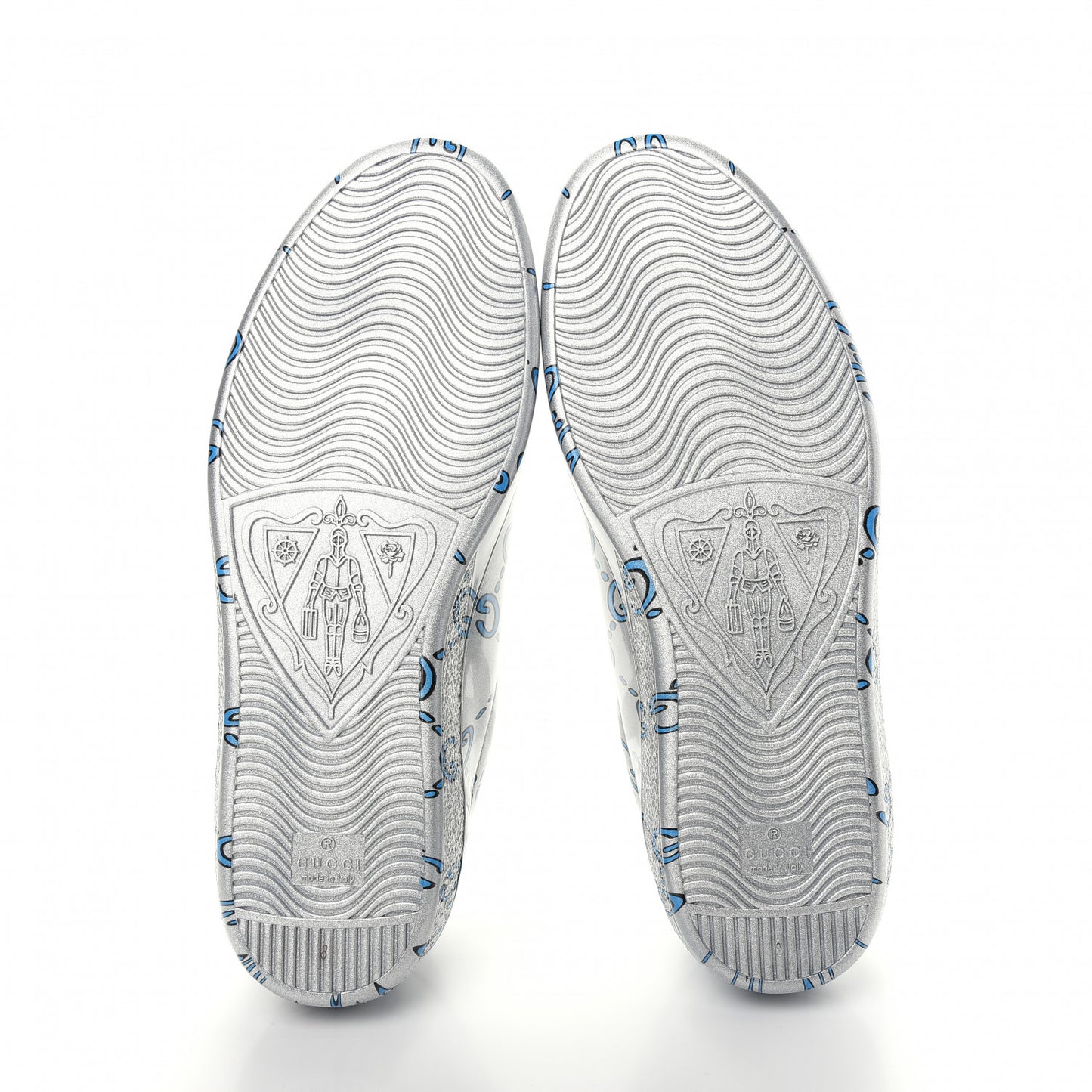 Miro Rubber Wax GucciGhost Print Mens New Ace Sneakers 8 Silver