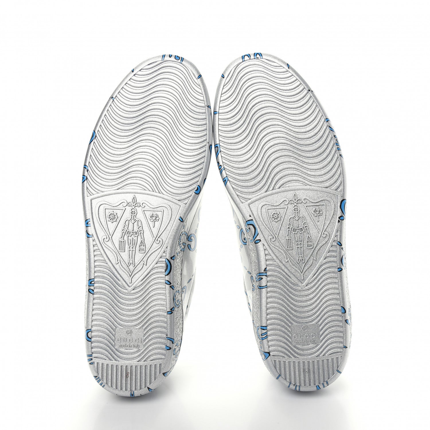 Gucci Miro Rubber Wax GucciGhost Print Mens New Ace Sneakers 8 Silver 6 of 11