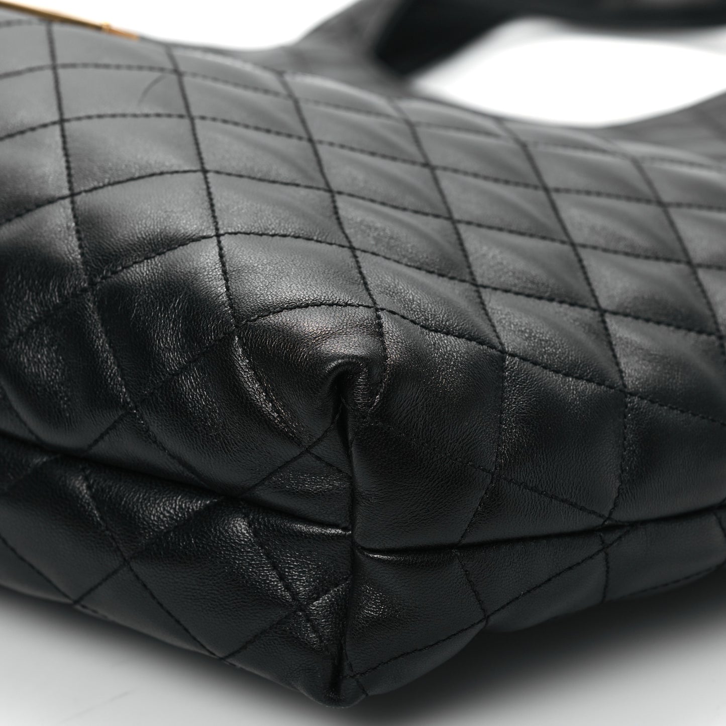 Lambskin Quilted Maxi Icare Shopping Tote Black