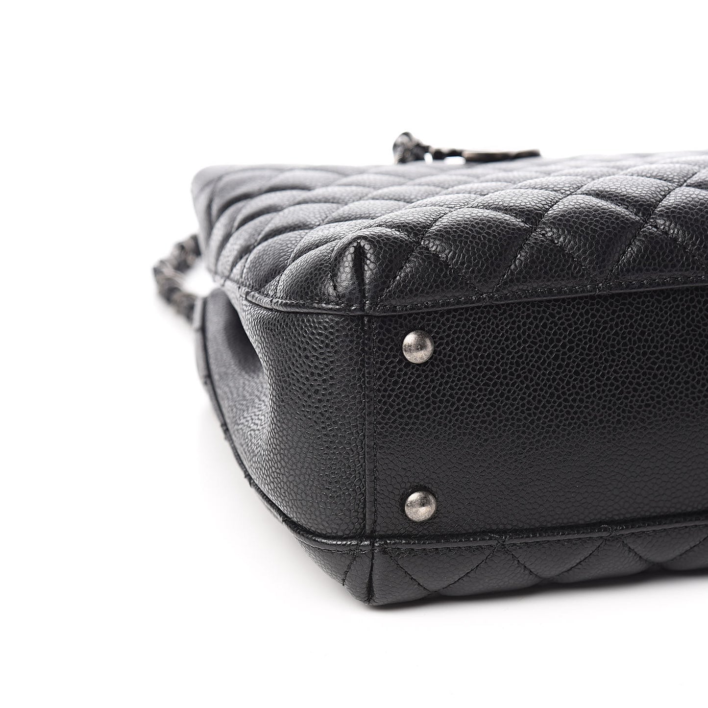 Caviar Quilted Small City Shopping Tote Black