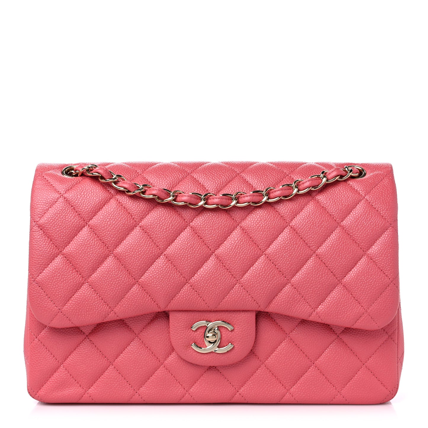 Caviar Quilted Jumbo Double Flap Pink