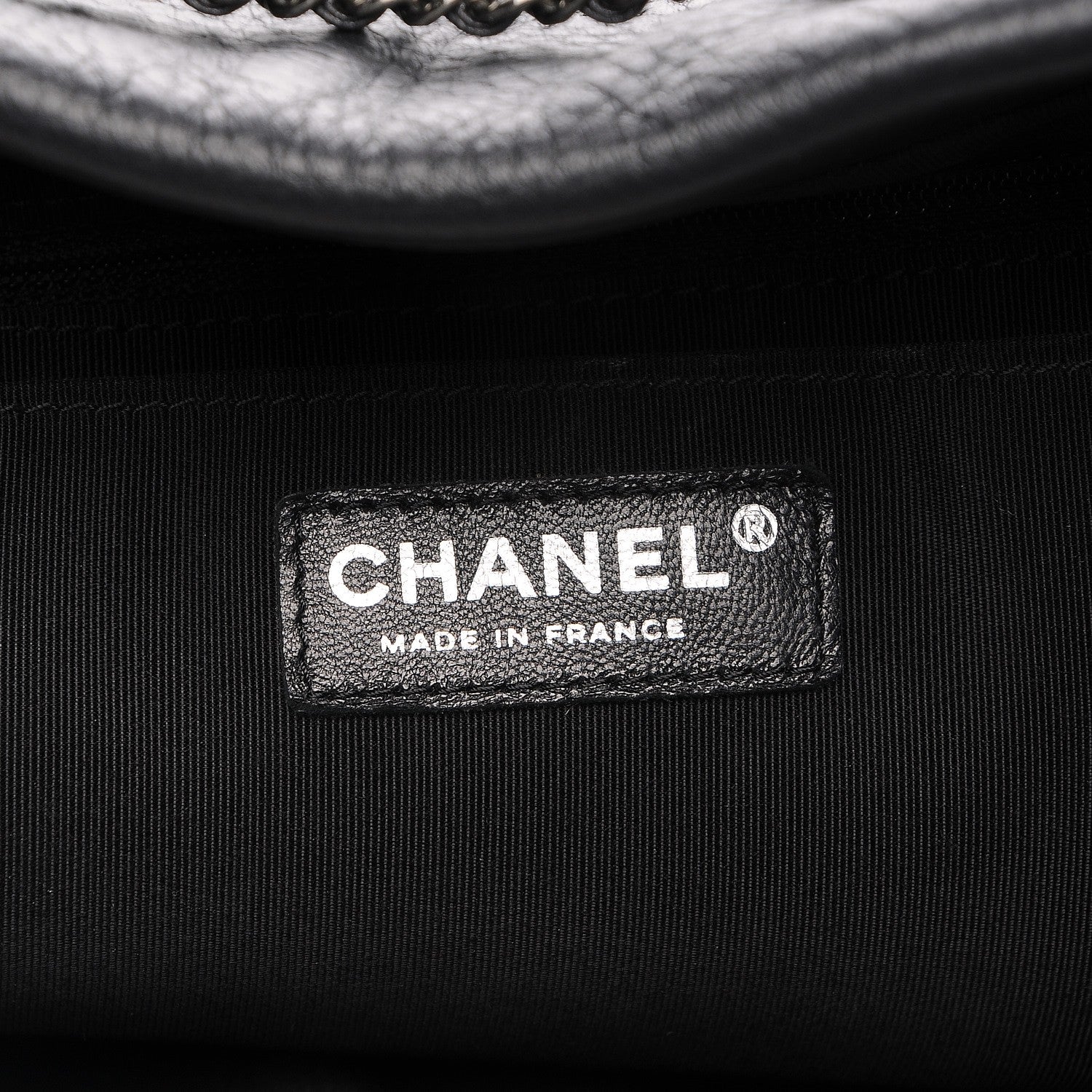 Chanel Deerskin Chevron Large CC Chain Bucket Drawstring Bag Black 6 of 7