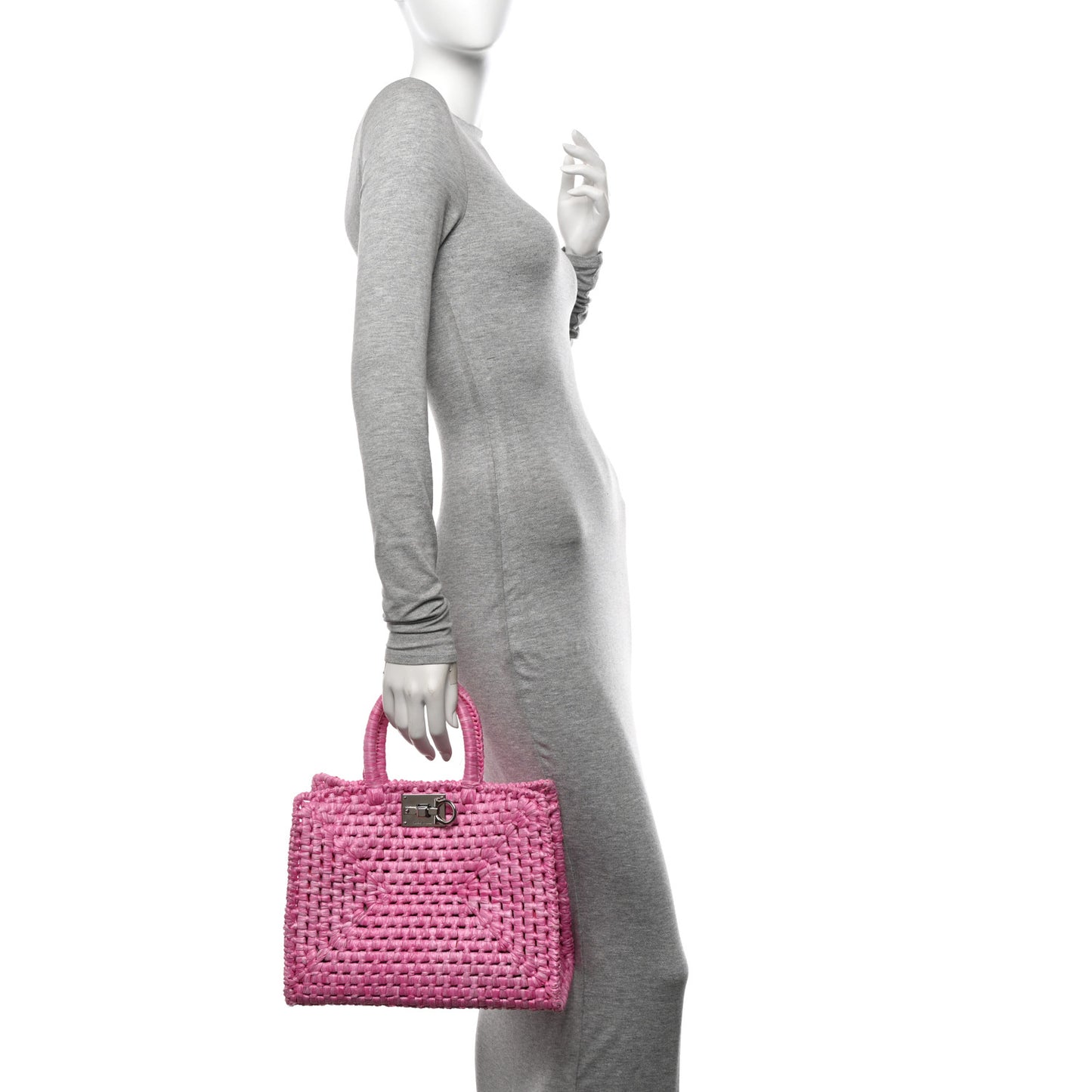 Raffia The Studio Box Tote Pink