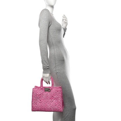 Salvatore Ferragamo Raffia The Studio Box Tote Pink 2 of 10