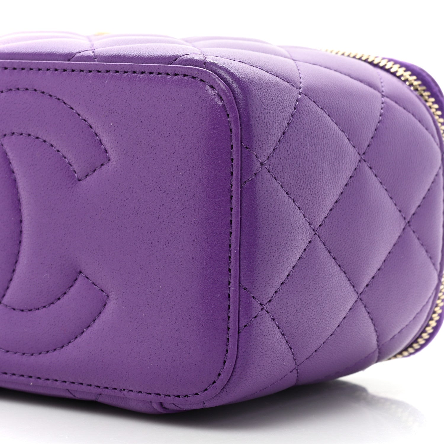 Chanel Lambskin Quilted Small Top Handle Vanity Case With Chain Purple 8 of 11