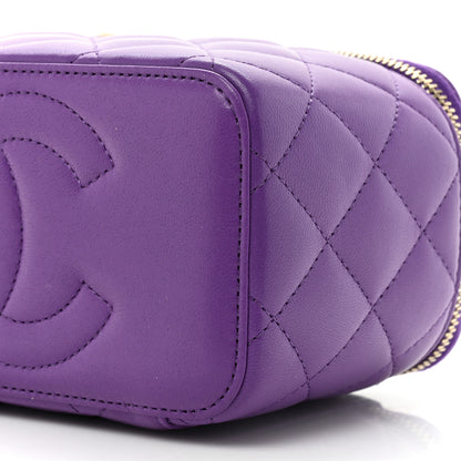 Chanel Lambskin Quilted Small Top Handle Vanity Case With Chain Purple 8 of 11