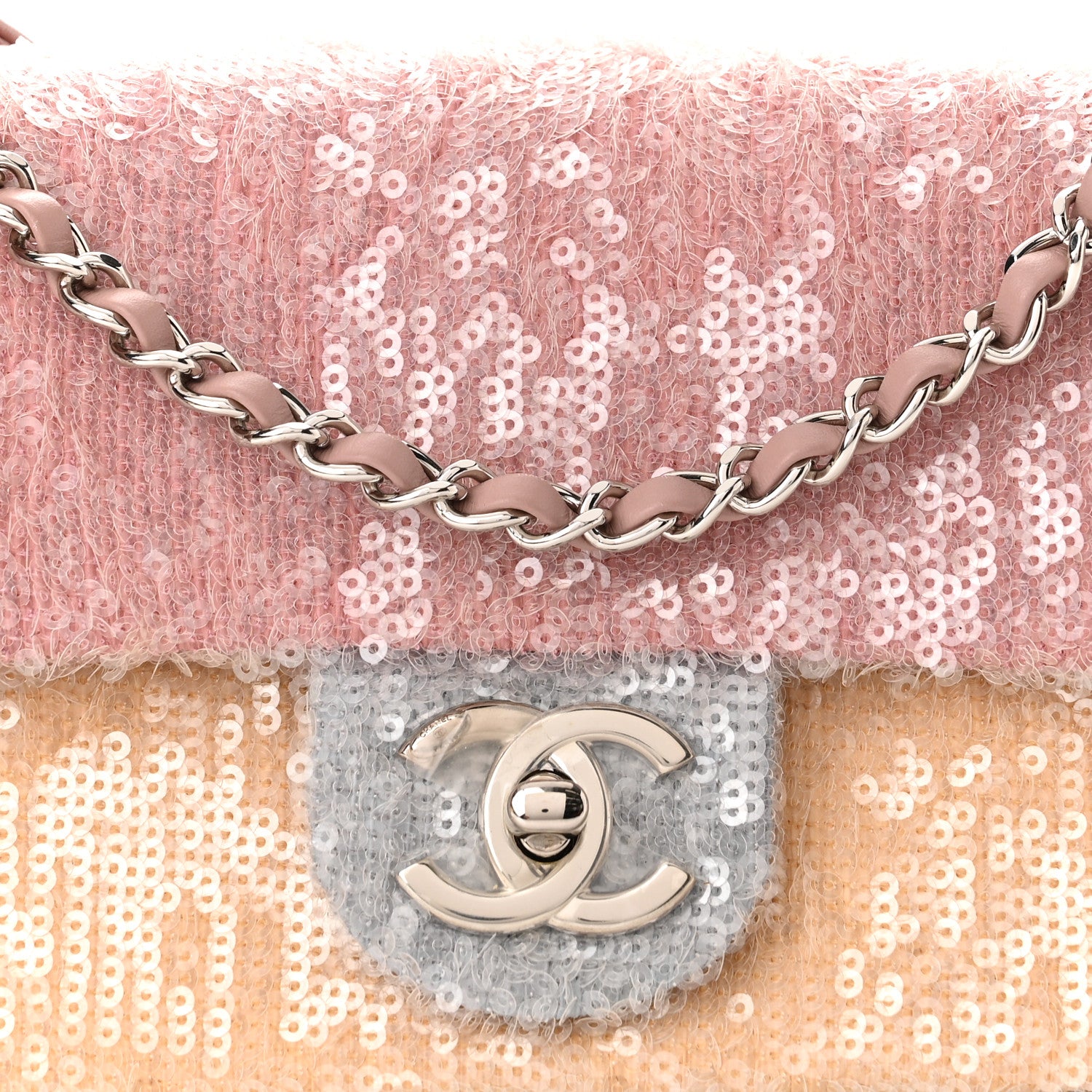Chanel Sequin Mini Waterfall Flap Pink Blue Yellow 8 of 10