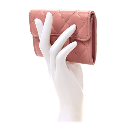 Chanel Lambskin Quilted Flap Card Holder Pink 2 of 9