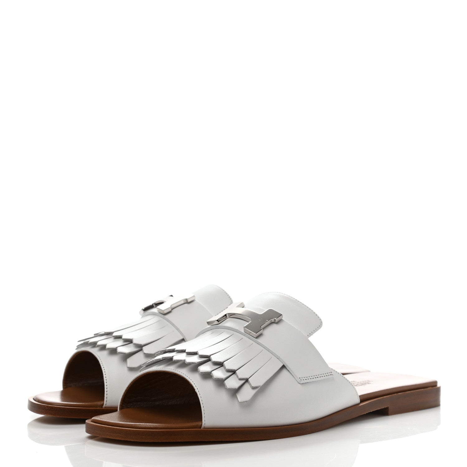 Hermes Calfskin Auteuil Sandals 38 White 3 of 11