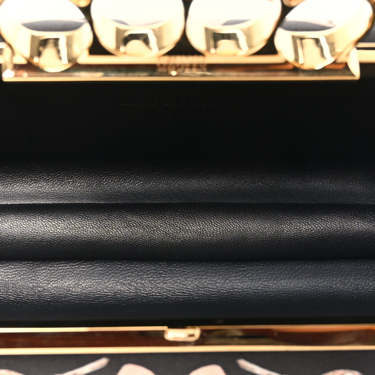 Silk Obsession Print Skull Knuckle Box Clutch Black