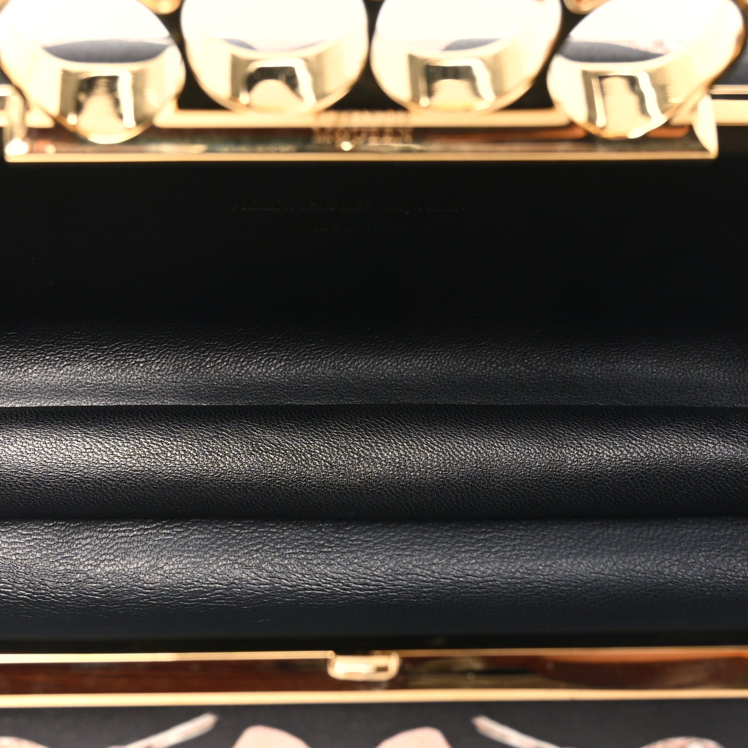 Alexander McQueen Silk Obsession Print Skull Knuckle Box Clutch Black 5 of 9