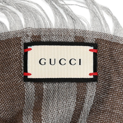 Gucci Wool Silk Fox Fur Monogram Shawl Scarf Brown 4 of 6