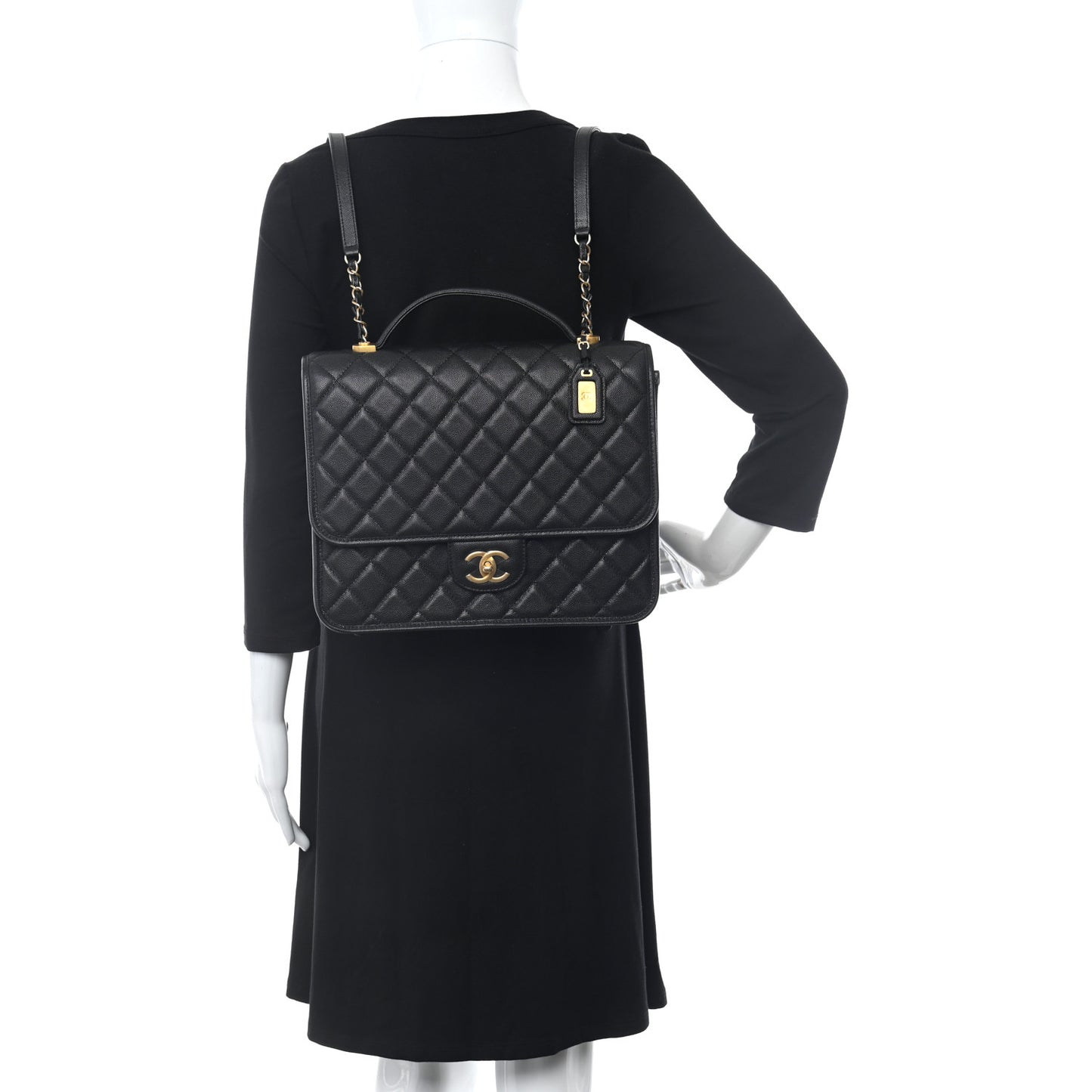 Caviar Quilted School Memory Backpack Black