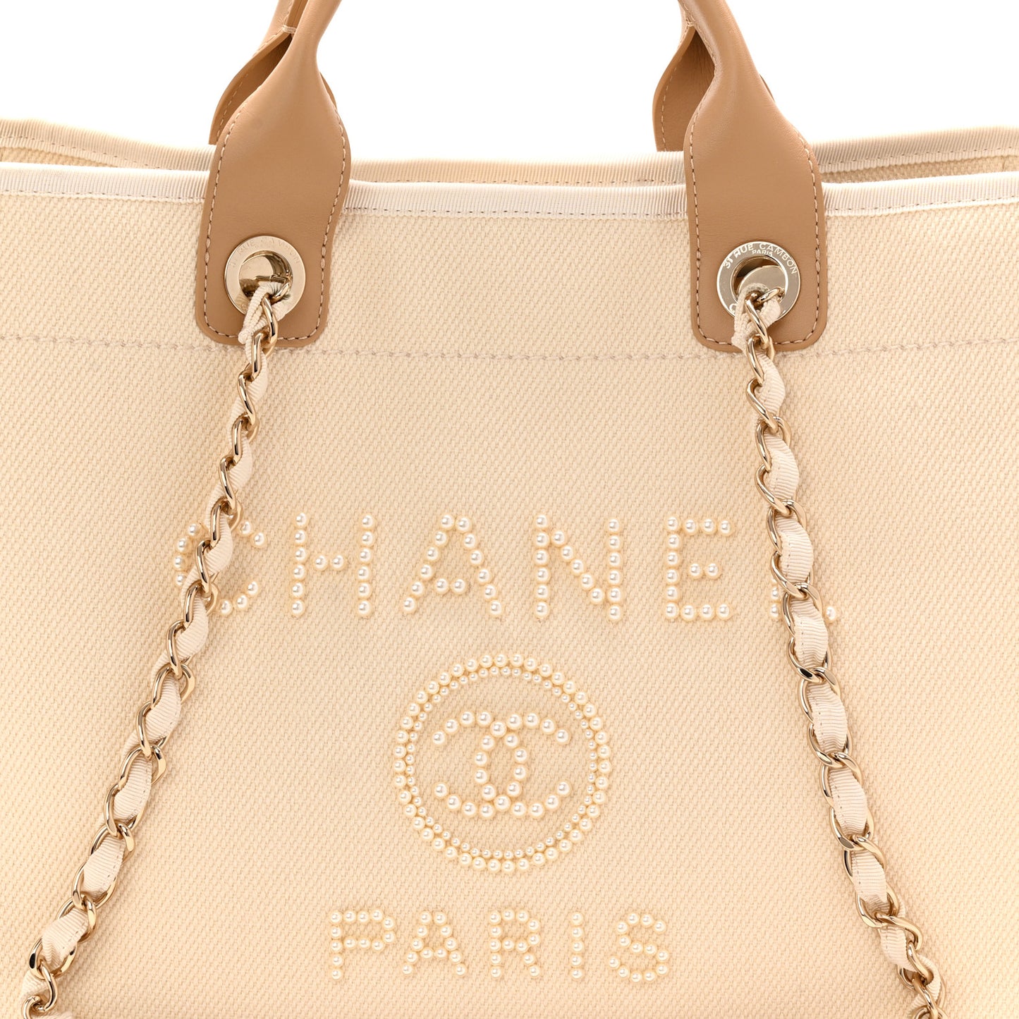 Canvas Pearl Large Deauville Tote Ecru Beige