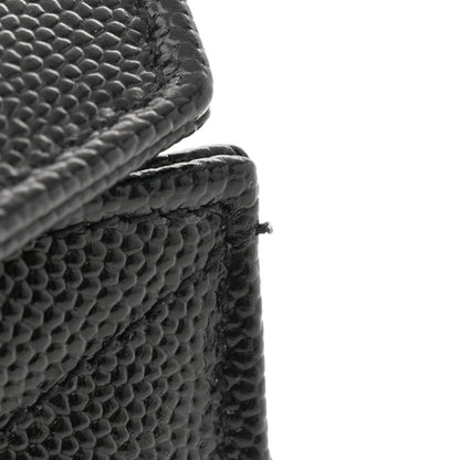 Saint Laurent Grain De Poudre Matelasse Chevron Monogram Monochrome Chain Wallet Black 11 of 11