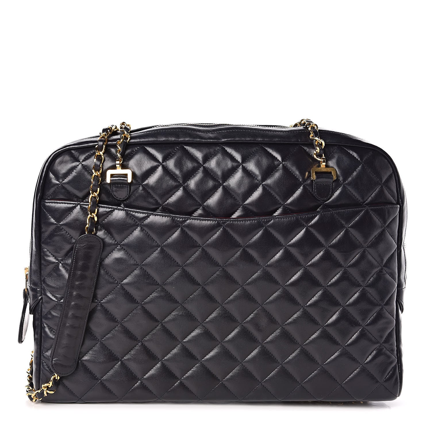 Chanel Lambskin Quilted Shoulder Bag Navy Blue 1 of 11
