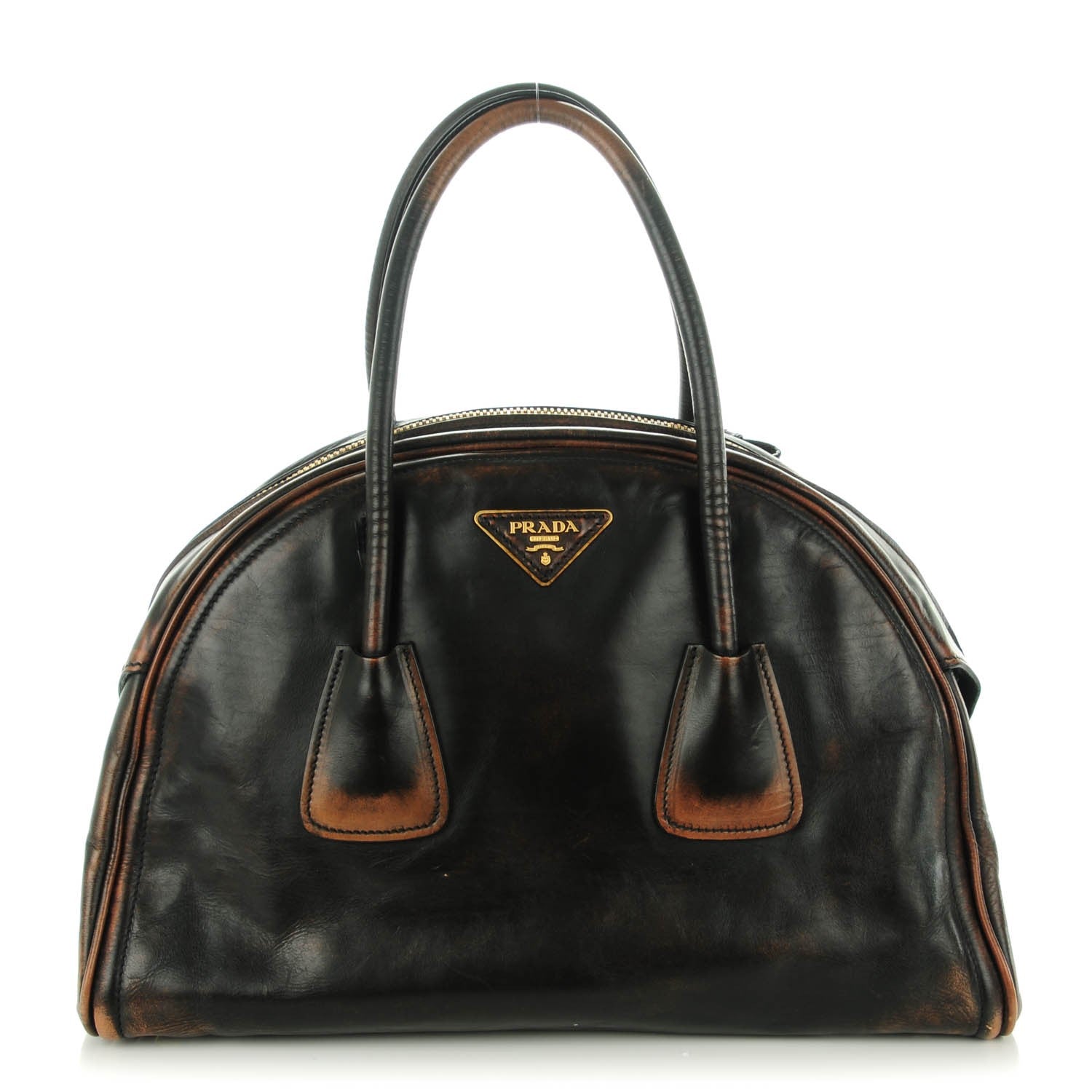 Prada Vitello Vintage Bowling Bag Black 1 of 8