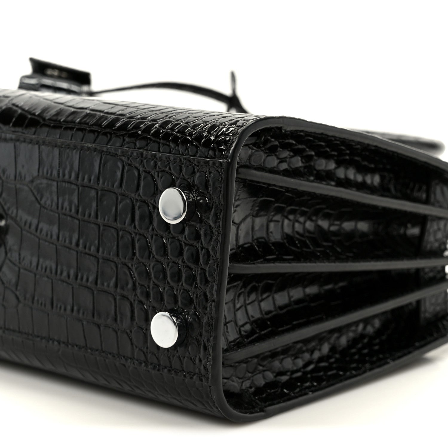 Saint Laurent Calfskin Crocodile Embossed Nano Sac De Jour Black 11 of 11